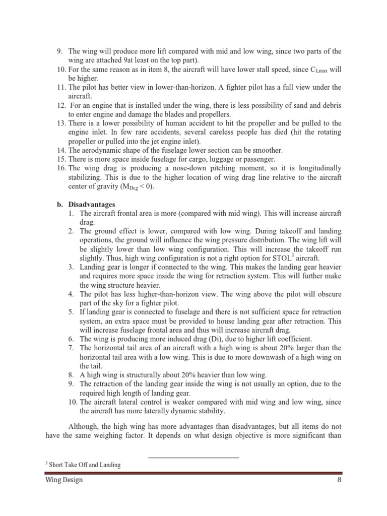 B. Disadvantages: Wing Design 8 | PDF | Monoplane | Landing Gear