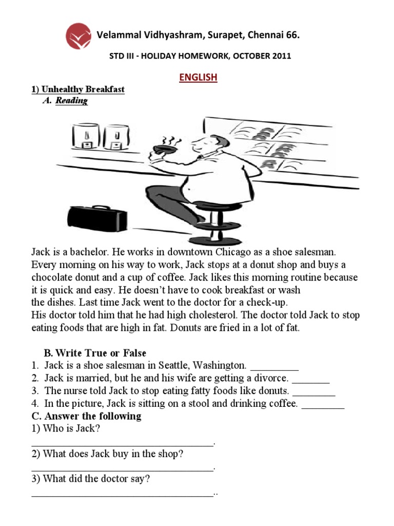 Holiday homework on health and fitness picture