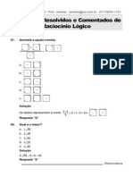 Apostilas - Exercícios Resolvidos e Comentados - Raciocínio Lógico - Concurso