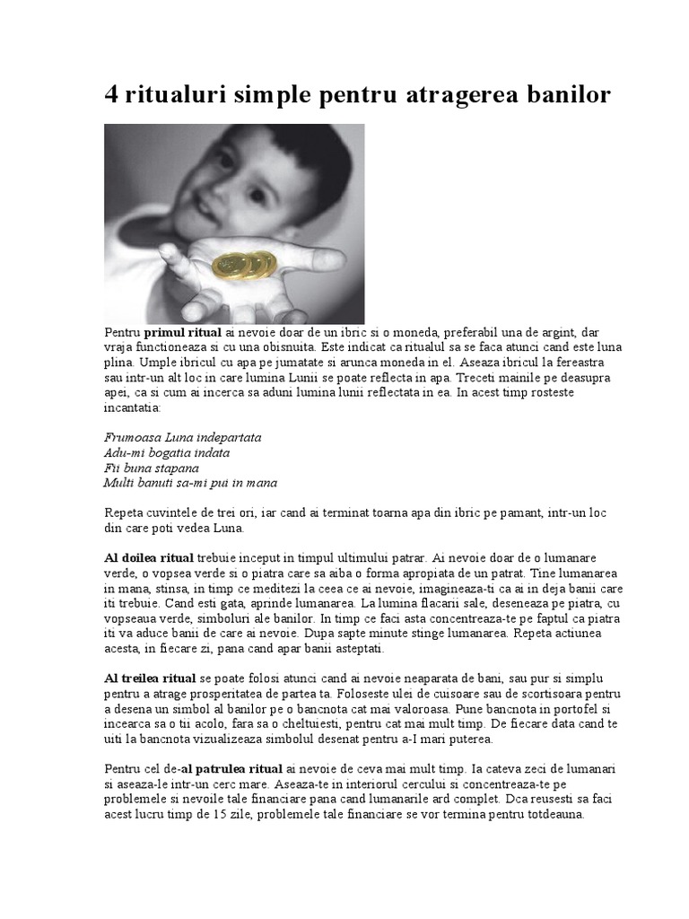 4 Ritualuri Simple Pentru Atragerea Banilor | PDF