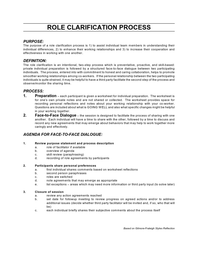 Role Clarification Process Facilitator Psychology & Cognitive Science