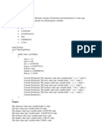C# Program Examples Value Type Variables