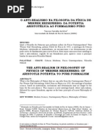 o Anti-realismo Na Filosofia Da Fsica de Werner Heisenberg Da Potentia Aristotlica Ao Formalismo Puro
