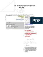 Quadratic Functions in Standard Form