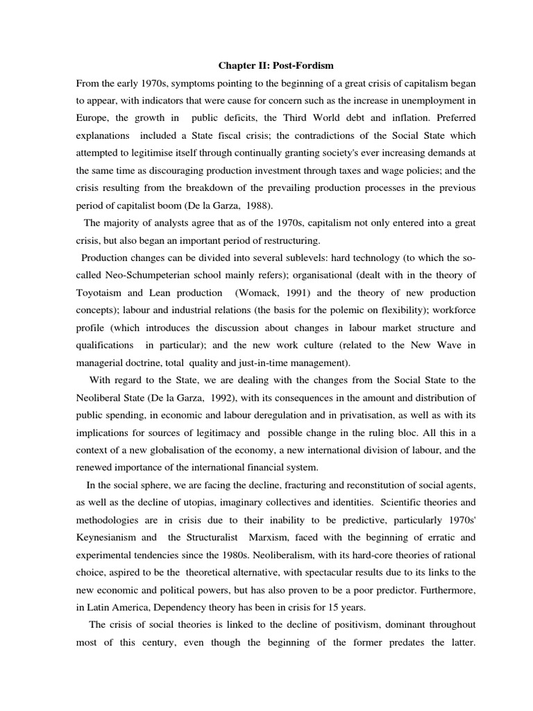 Post Fordism Capitalism Innovation