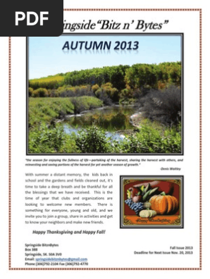 Springside Saskatchewan Bitz N Bytes Autumn 2013 Beetroot Dill