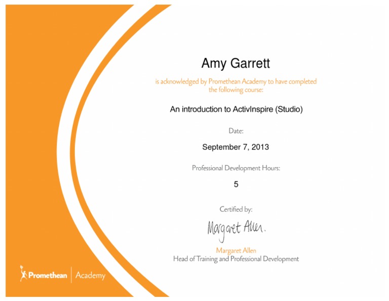 Certificate of An Introduction To Activinspire | PDF