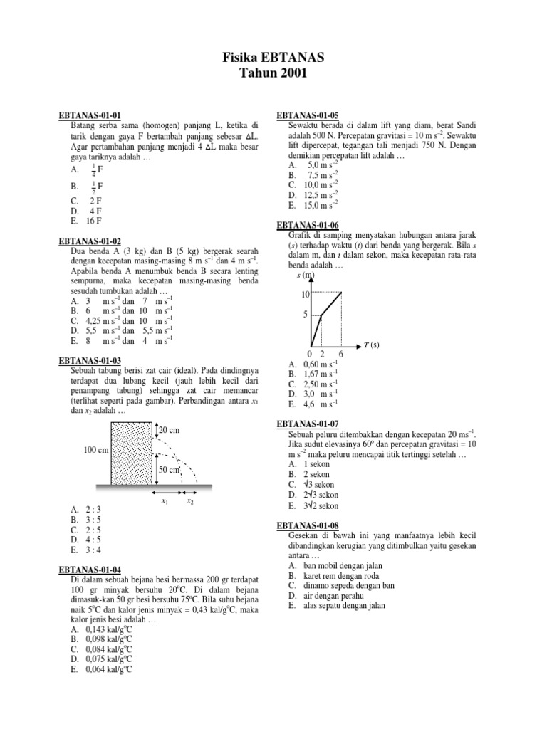 Soal Un Fisika 2001 2008