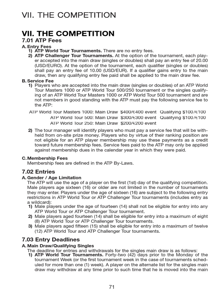 ATP Tournament Entry and Fees Guide | PDF | Sports Competitions | Sports