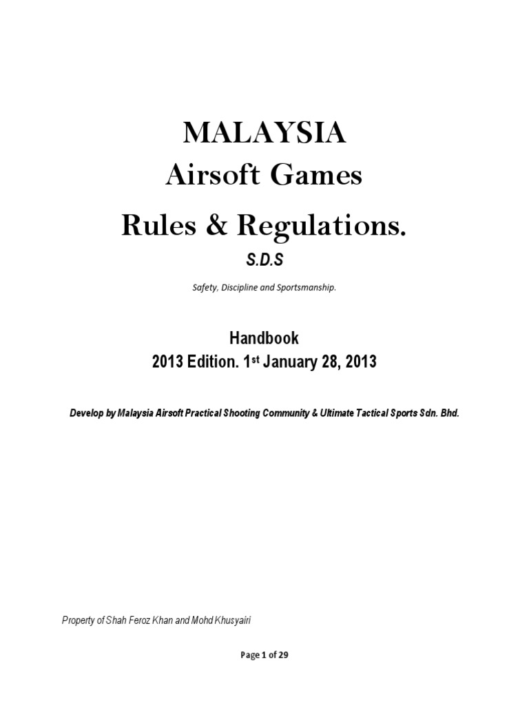 Malaysia Airsoft Games Rules & Regulations 2013 Edition PDF Sports