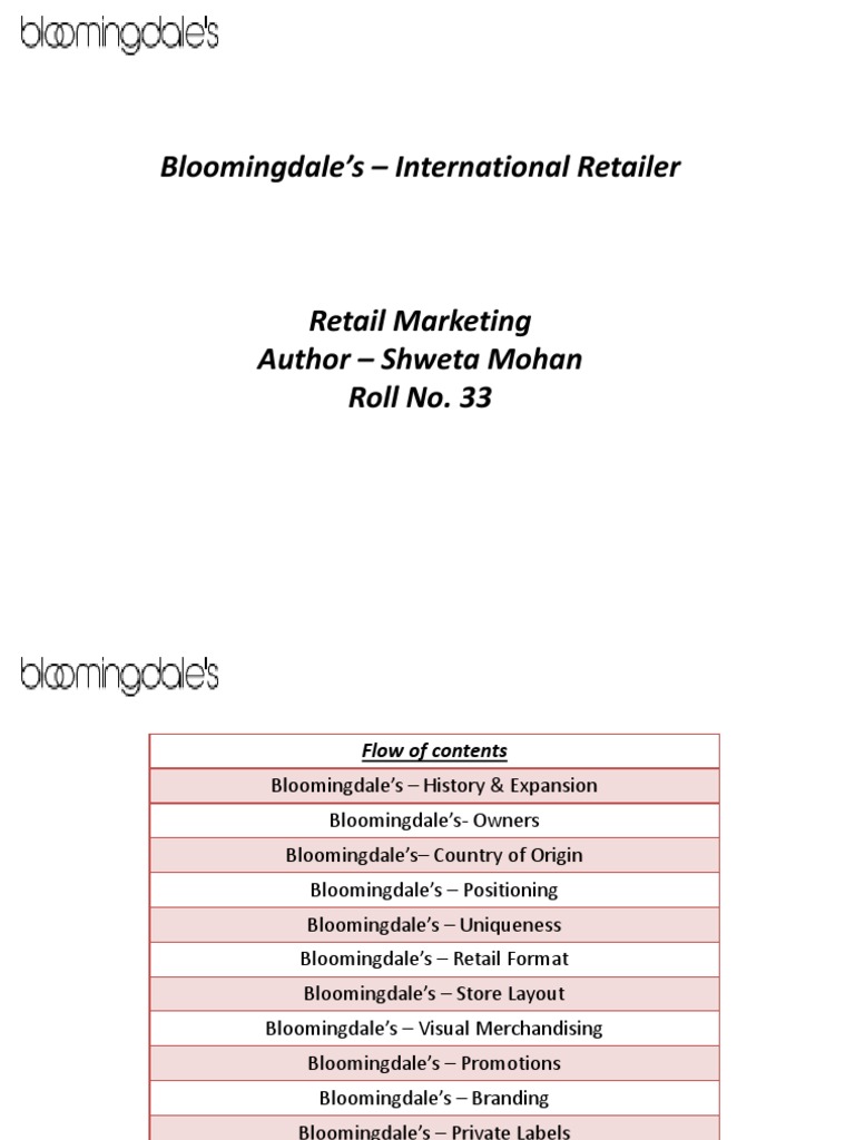 Bloomingdale PDF Macy's Retail