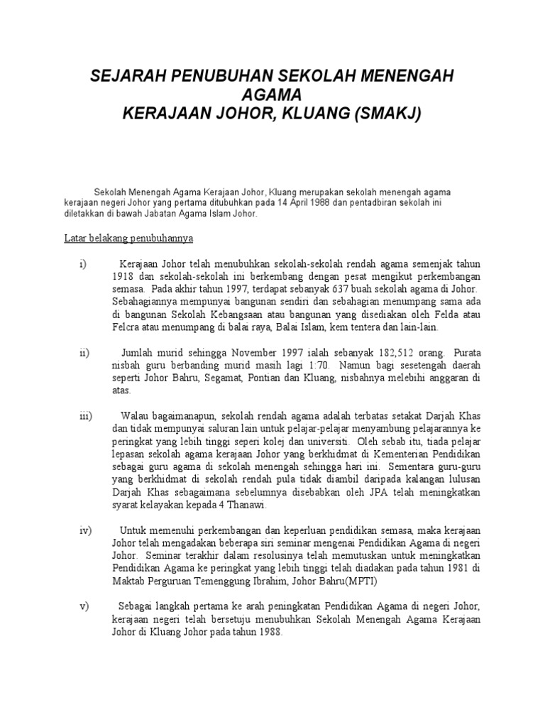 Sejarah Penubuhan Sekolah Menengah Agama Pdf