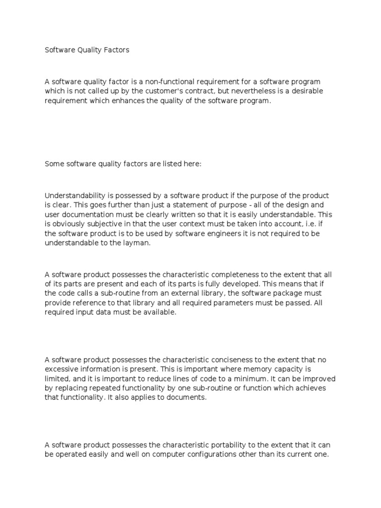 Software Quality Factors | PDF | Software Quality | Subroutine