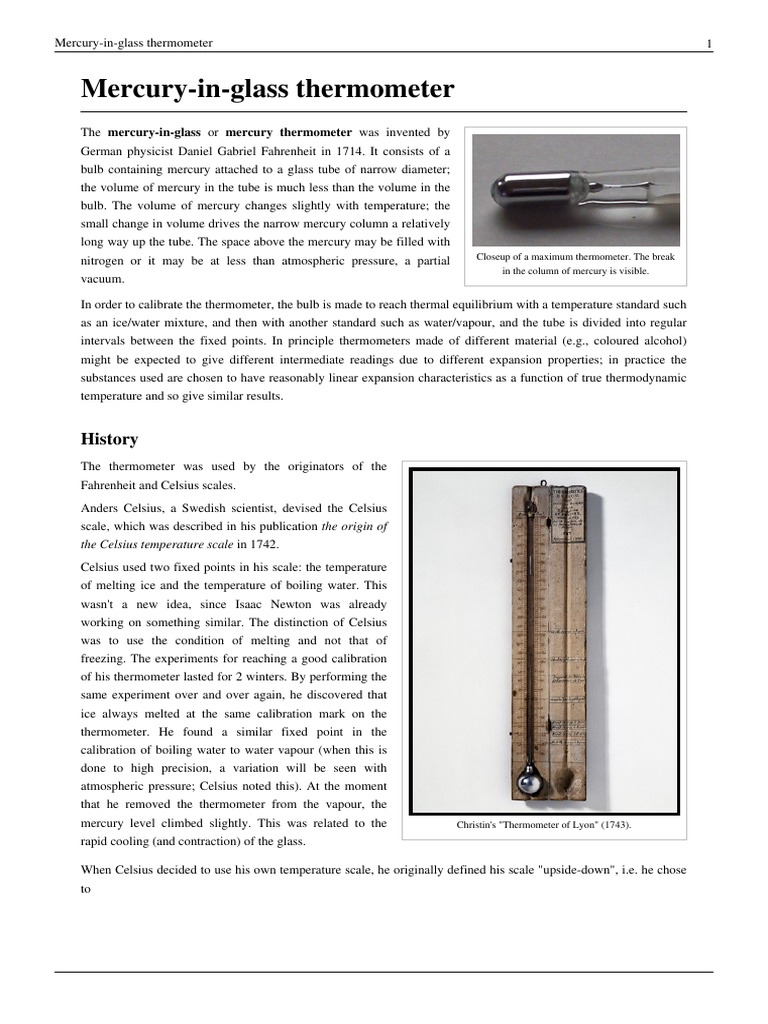 mercury thermometer definition