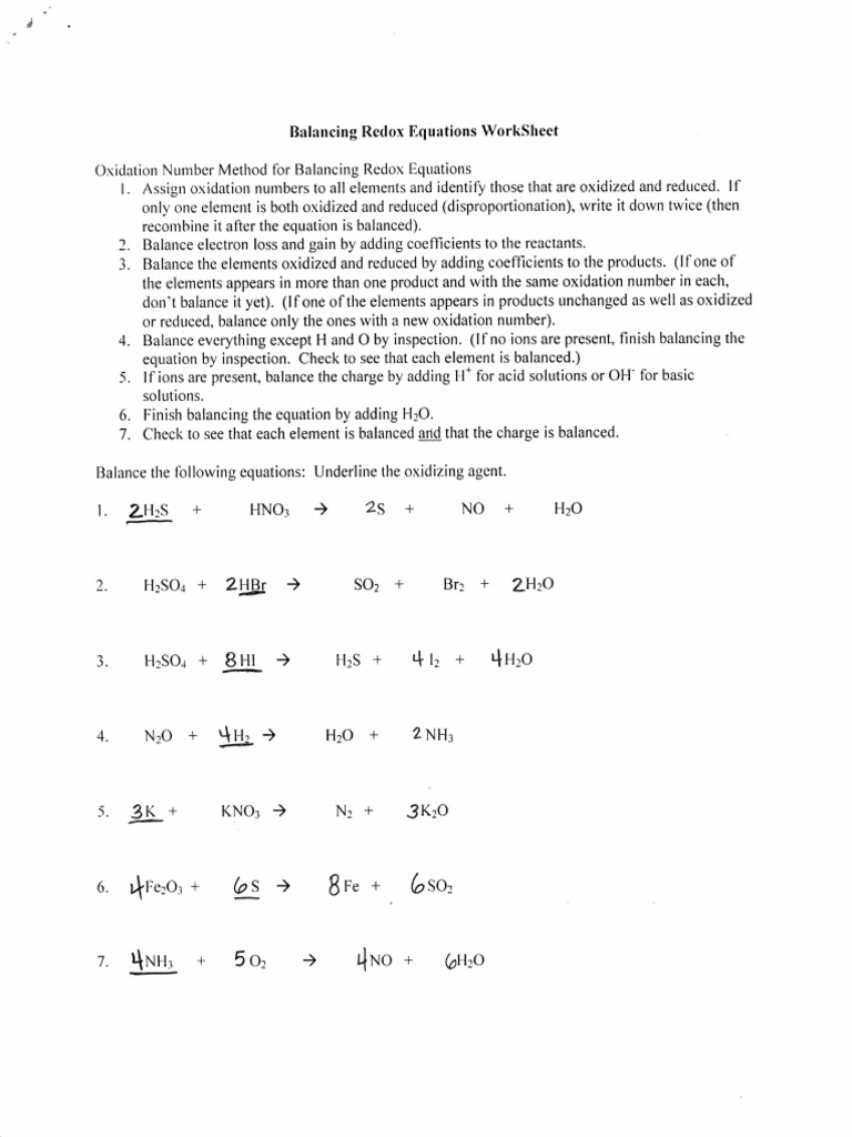 Oxidation Reduction Worksheet Answers Promotiontablecovers