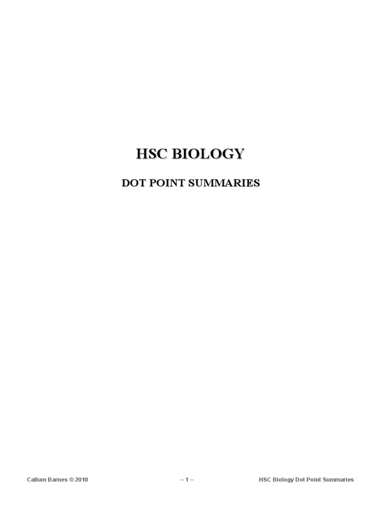Biology Dot Point Summary | PDF | Kidney | Homeostasis
