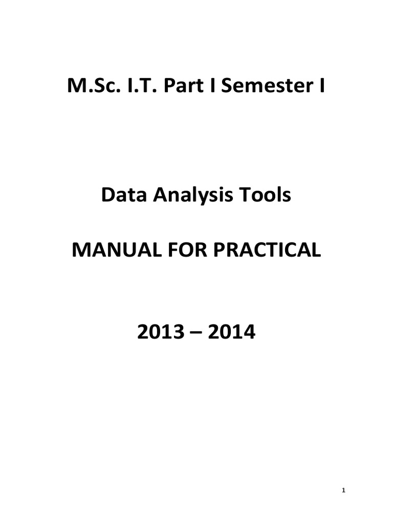 Data Analysis Tools Practical Manual | PDF | F Test | Probability ...