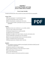 Appendix F Focus Group Checklist and Guide (Revise or Delete Title As Needed)