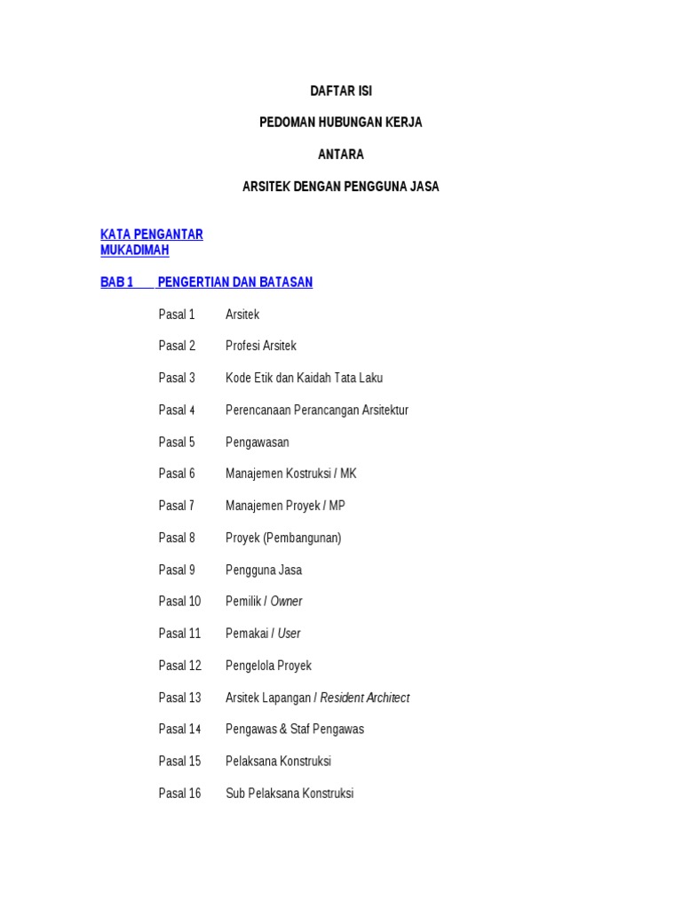 Pedoman Hubungan Kerja Antara Arsitek Dan Pengguna Jasa Iai 1 Pdf