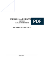 Programa pentru examenul de Bacalaureat 2013
