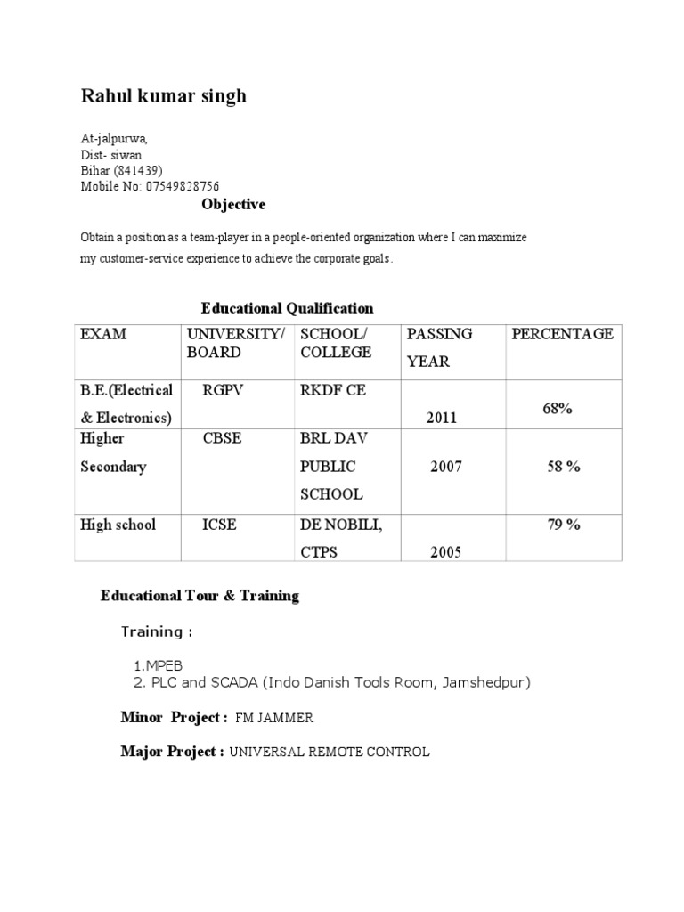 Rahul Kumar Singh: Objective | PDF