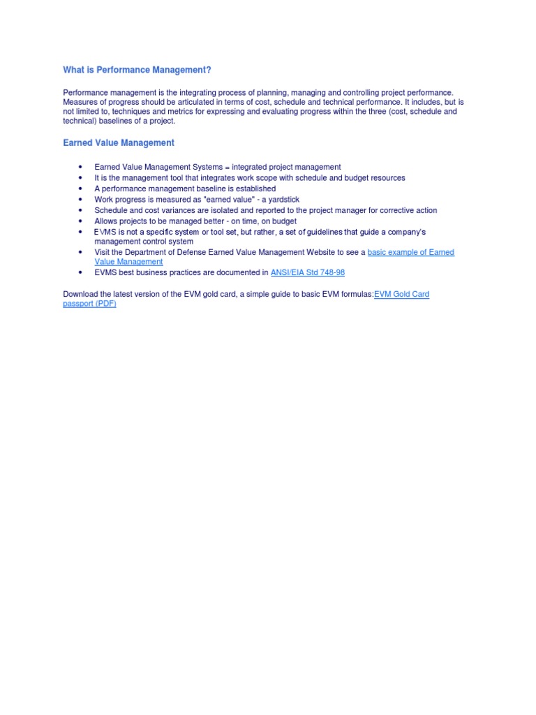 Project Performance Management Guide | PDF