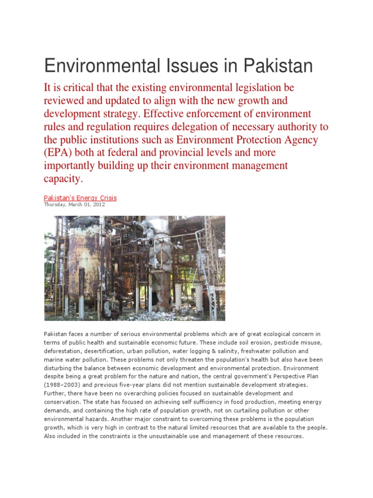 research proposal on water pollution in pakistan