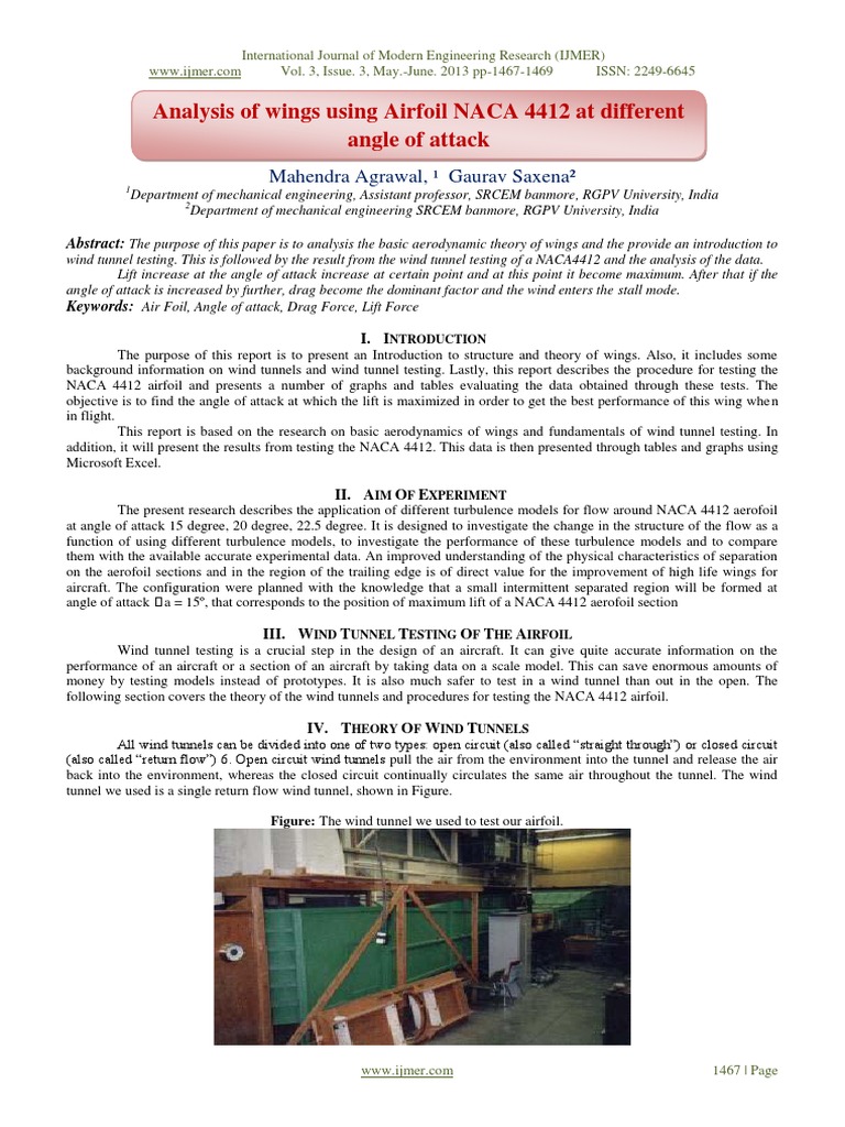Naca 4412 | PDF | Airfoil | Wind Tunnel