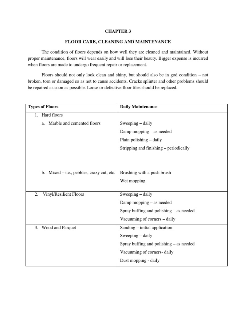 Floor Care and Maintenance Guide | PDF | Housekeeping | Vacuum Cleaner