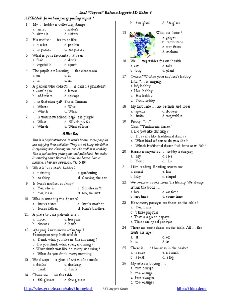 Soal Bahasa Inggris Sd Kelas 6 Tentang Direction - Guru Paud