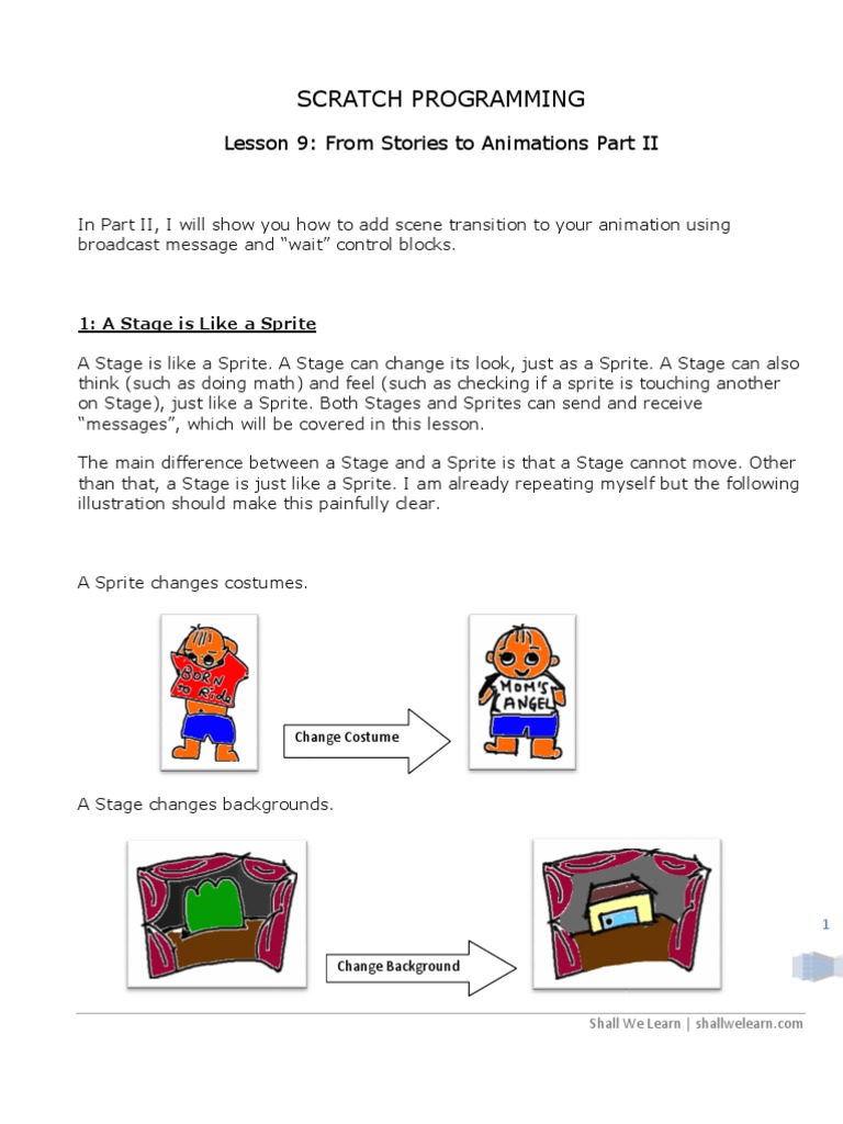 Scratch Lesson 9 From Stories to Animations Part II Scratch