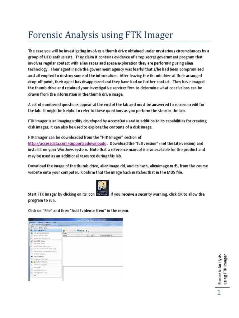Forensic Analyses With Ftk Imager Pdf Portable Document Format Computer File