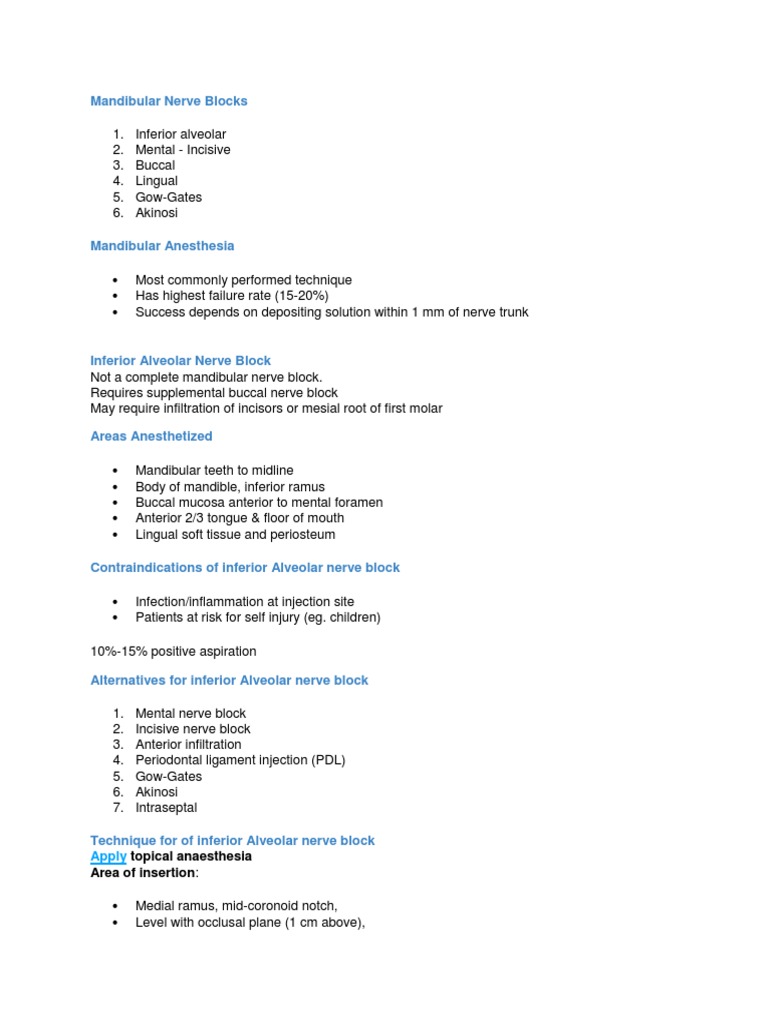 Mandibular Nerve Blocks | PDF | Animal Anatomy | Human Anatomy