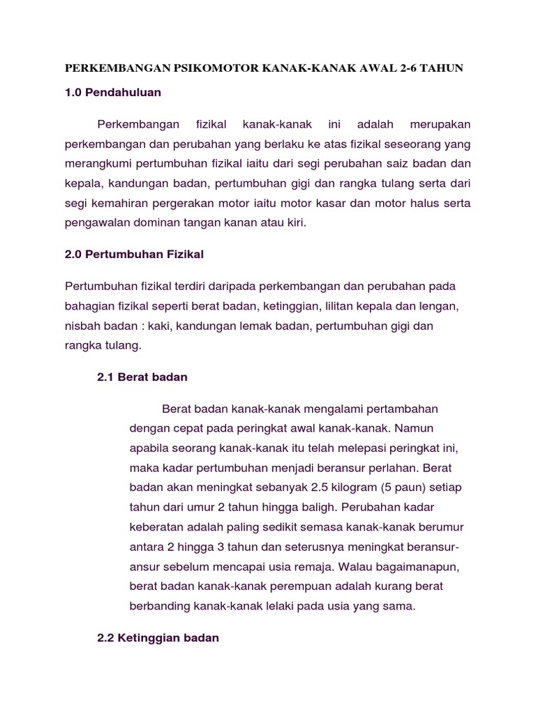 Perkembangan Fizikal Kanak Pdf
