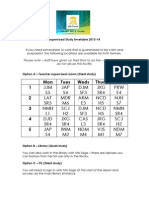 Supervised Study Timetable 2013-14