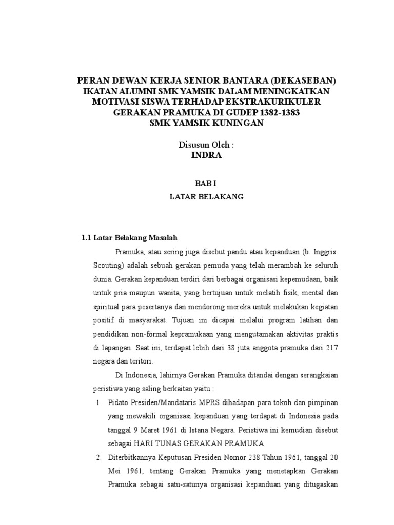 Contoh Makalah Tentang Pramuka Dikdasmen