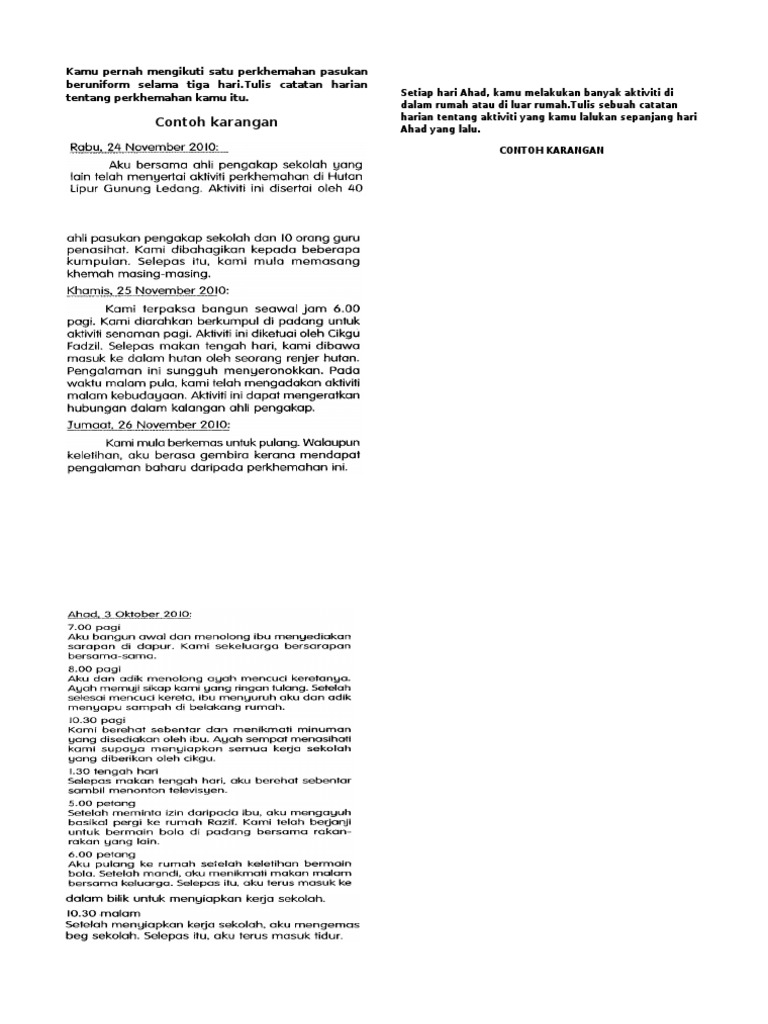 Contoh Karangan Catatan Harian Pdf