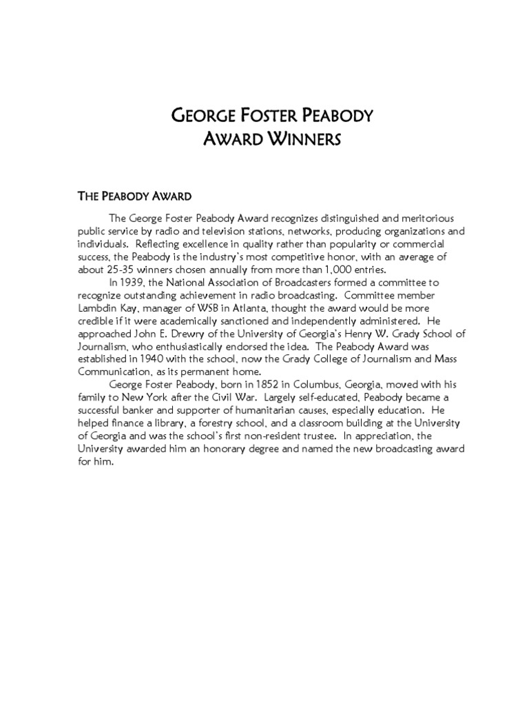 Peabody Winners Download Free Pdf Cbs Nbc