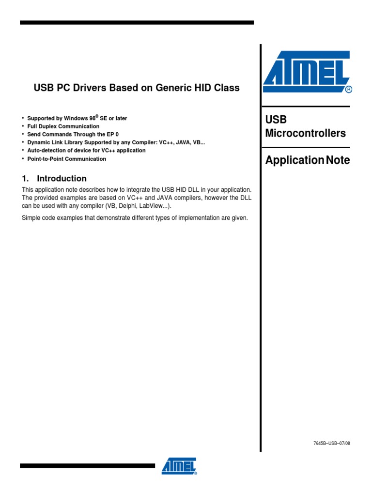 USB HID Class Driver Integration Guide | PDF | Usb | Java (Programming ...