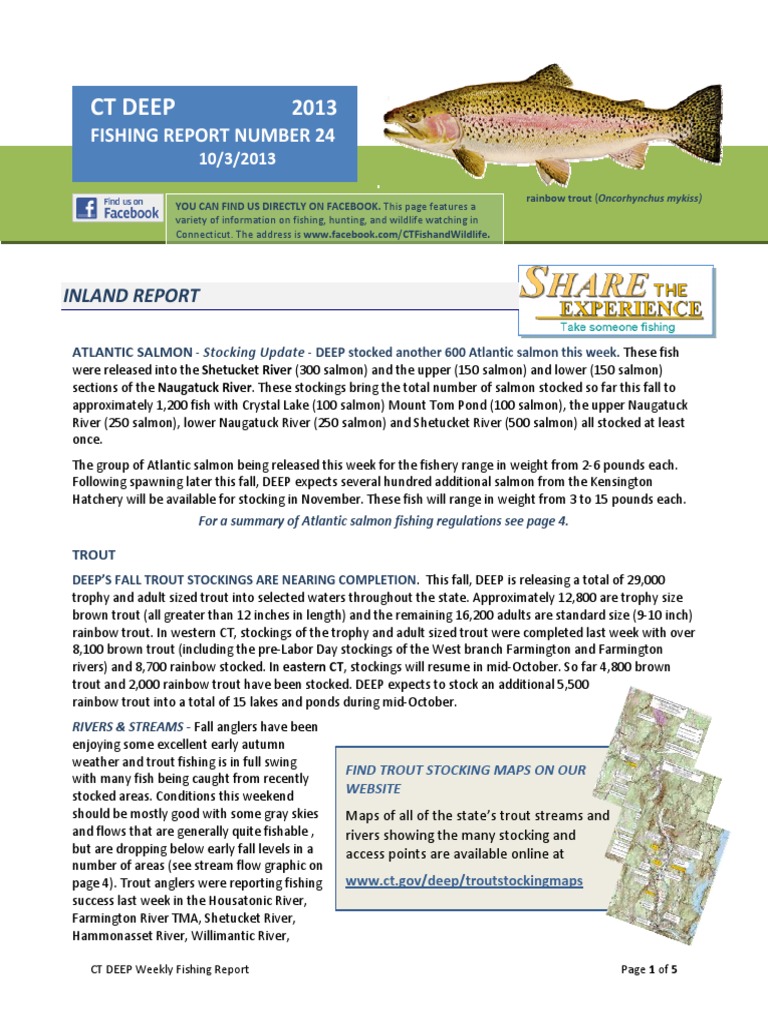 CT Deep Fishing Report Number 24 PDF Rainbow Trout Aquatic
