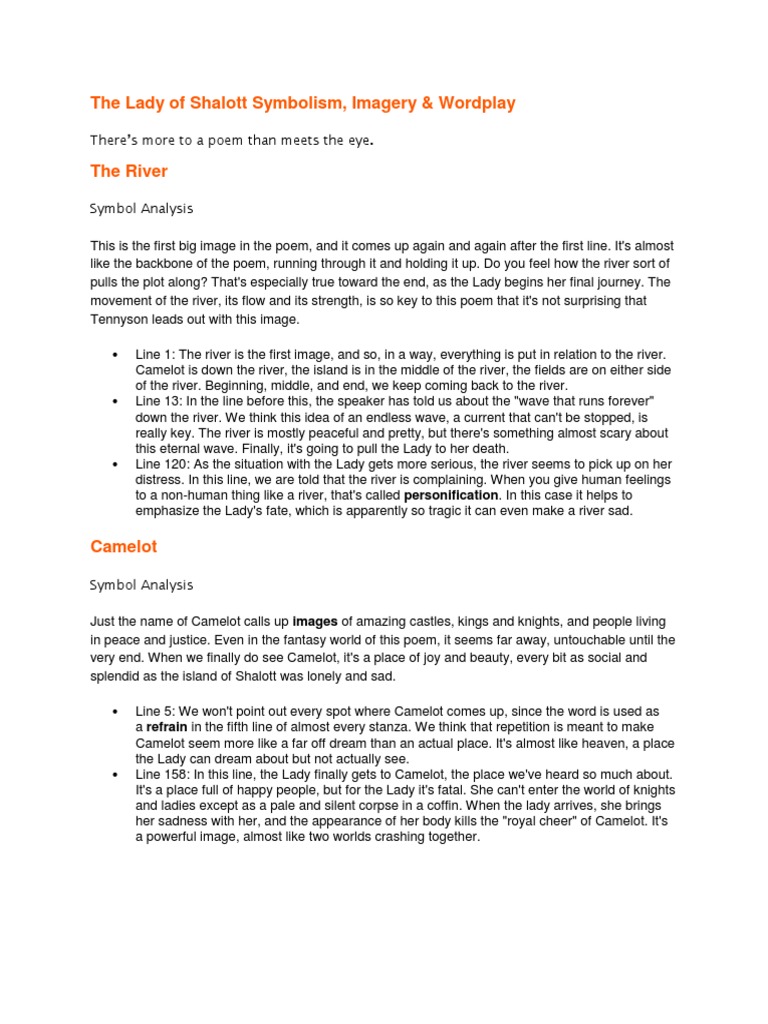 The Lady Of Shalott Symbolism Imagery Wordplay