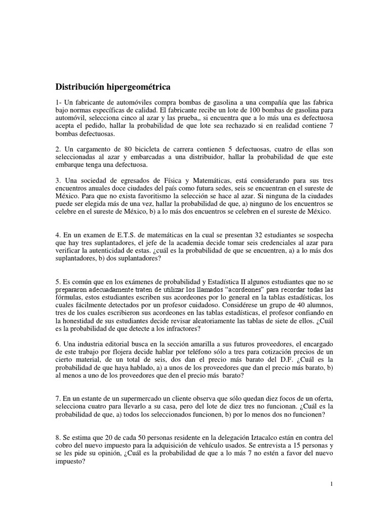 Distribucion Hipergeometrica | PDF | Distribución normal | Probabilidad
