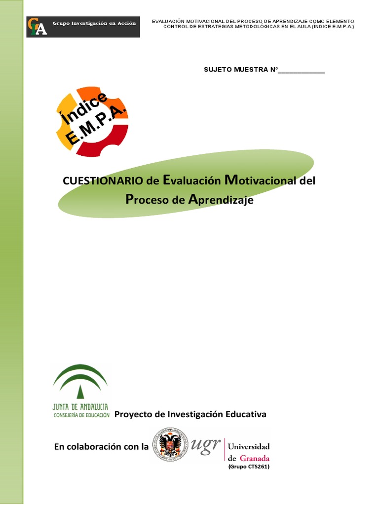 Cuestionario Indice Empa | PDF | Aprendizaje | Maestros