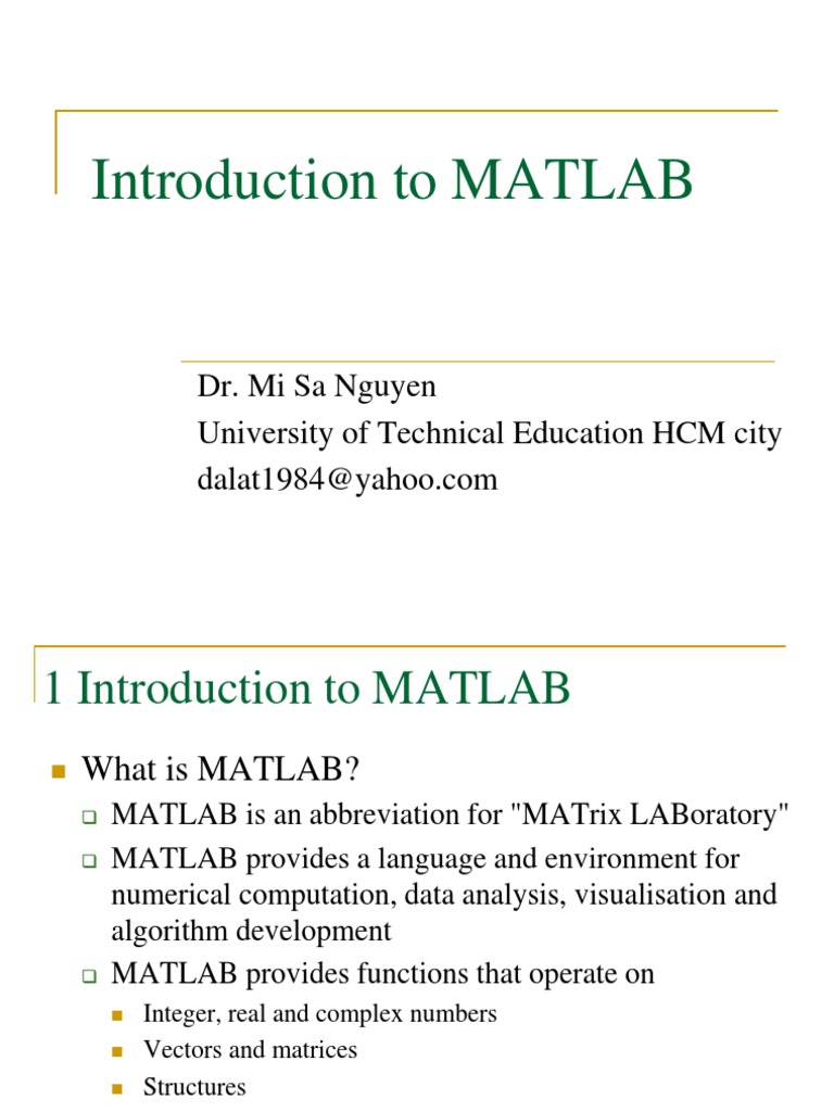Introduction To Matlab Application To Electrical Engineering Part II ...