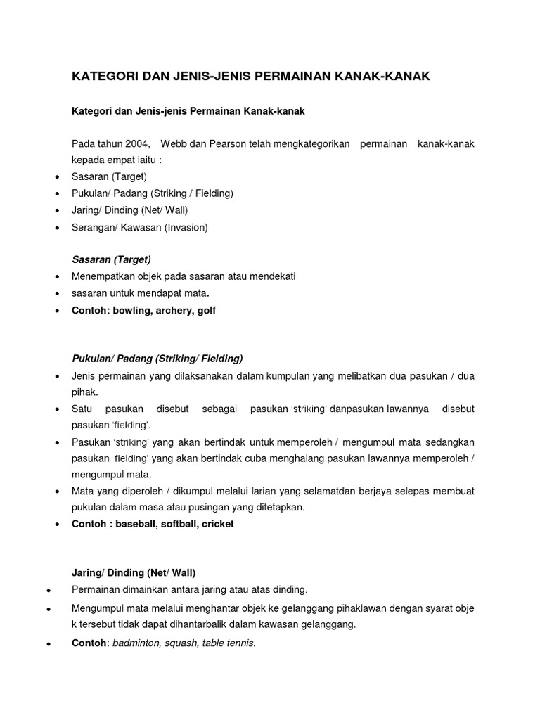 Kategori Permainan Kanak Kanak Pdf