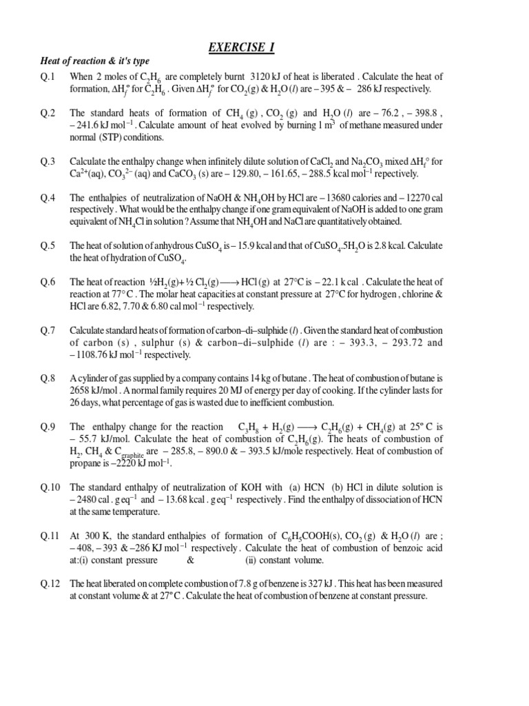 Worksheets Heat Of Formation Worksheet thermo chemistry combustion hydrogen