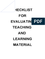 Checklist for TnL Materials