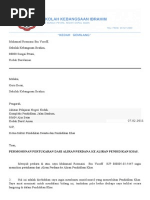 Surat Tukar Aliran Pdf