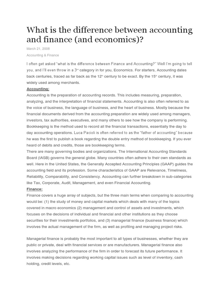 The Differences Between Accounting and Finance Degrees PDF