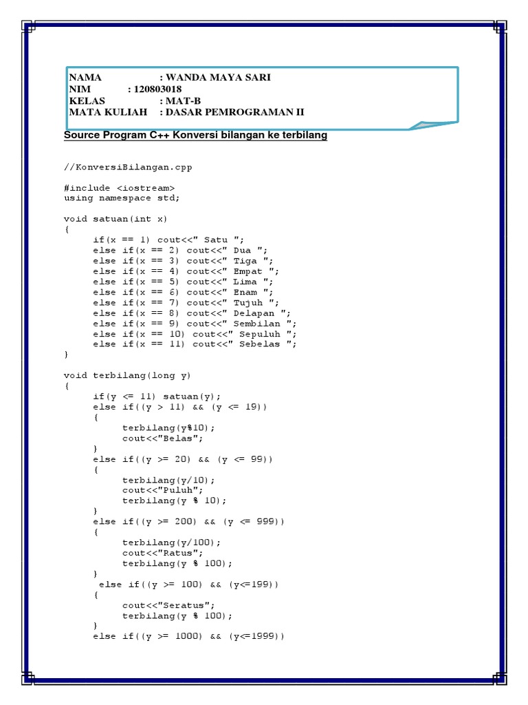 PROGRAM C++ Penggunaan IF ELSE | PDF